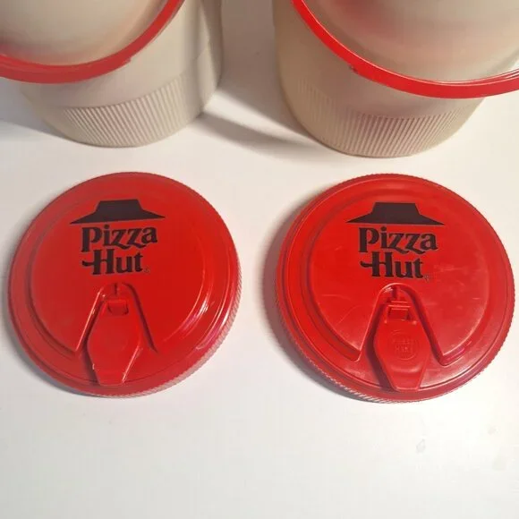 Pizza Hut Insulated Thermos Half Gallon Red Tan Cooler Handles 80s Lot - Picture 4 of 7
